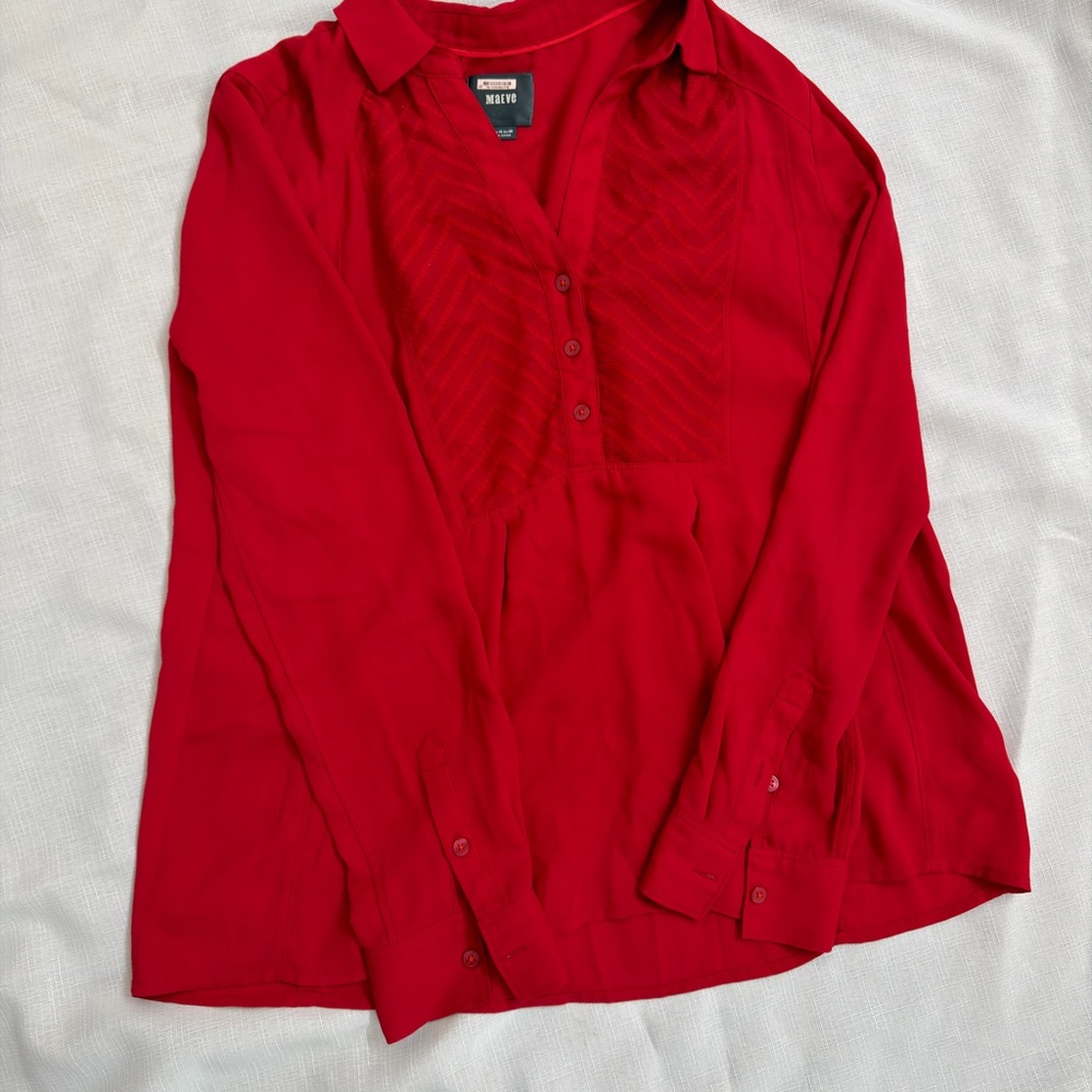 Mauve by Anthropologie Bold Red Blouse